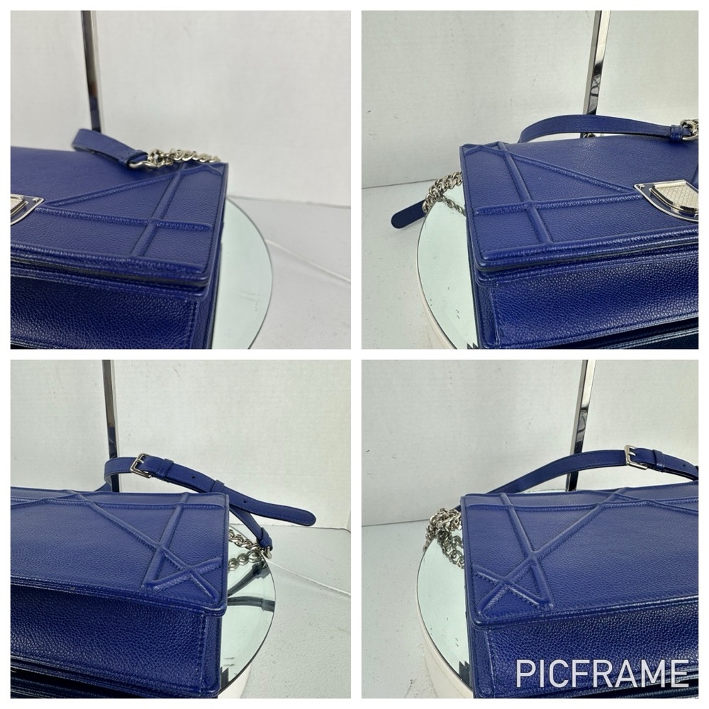 Christian Dior Grained Calfskin Medium Diorama Bag - Royal Blue Silver Hardware - Picture 10 of 12